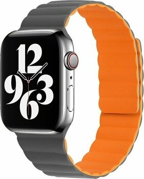 MobaxAksesuar Apple Watch 7/8/9 45mm Kordon Renkli Strap Deri Loop Kordon - Gri - Turuncu - Ap 45mm