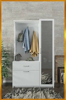 AEKA AE-3042 Reina Aynalı Delüx Vestiyer Portmanto Takımı