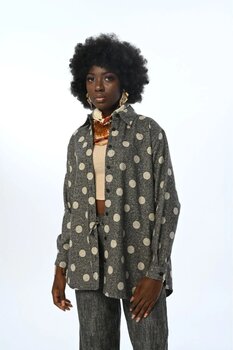 Orfeo Negro KADIN PUANTİYELİ OVERSİZE KESİM GÖMLEK Standart Beden