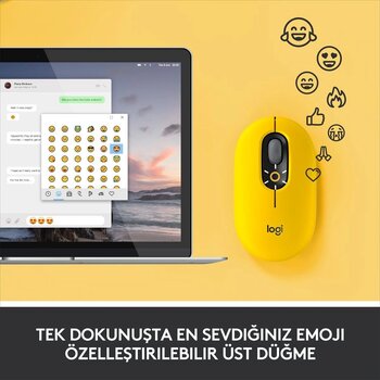 Logitech Pop Mouse With Emoji Blast Yellow 910-006546