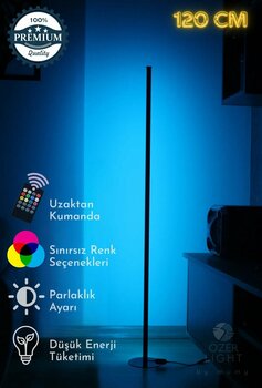 ÖZER LİGHT Dekoratif Köşe Led Lambader Rgb Kumandalı 16 Renk Ayaklı 120 cm