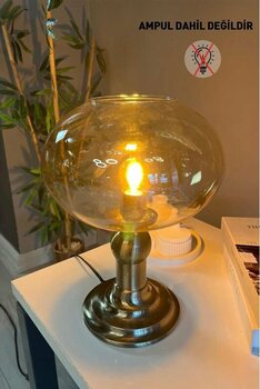 Solvia Cam Bal Rengi Masa Lambası Dekoratif Masaüstü Aydınlatma Hol Abajur Yatak Odası Başucu Lamba Natural