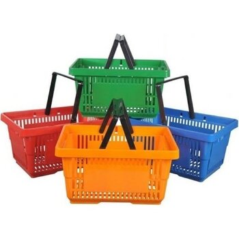 Rafburada 10 Adet 22 Lt Plastik Alışveriş Sepeti - Market El Sepeti - Kırmızı - Renkli