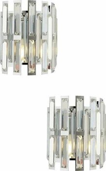 Apliqa Gallıano Krom 2'li Aplik Seti Kristal Taşlı Modern Yatak Odası-Yatak Başı Duvar Lambası