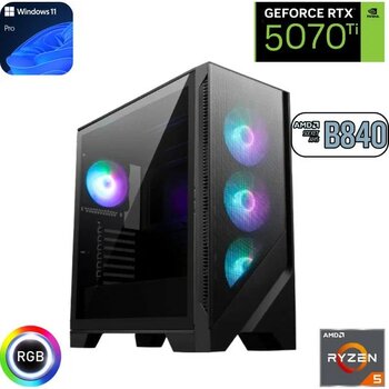 Güneysu Ryzen 5 7500F 16GB Ddr5 1tb SSD Rtx 5070TI 16GB B840 Wi Fi Anakart Windows 11 Pro Oyuncu Bilgisayarı