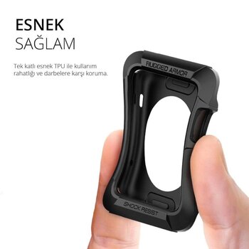 Spigen Apple Watch 3/2/1 Ile Uyumlu Kılıf Rugged Armor (42mm) Smooth Black