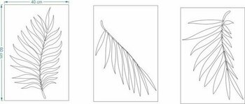 Tropik Yaprak Stencil Şablon 3 Adet Şablon 40 x 60 cm Boyutlarında - Ahşap
