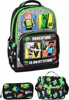 Çantaland 3’lü İlkokul Yeşil Baskılı, Erkek Çocuk Beslenmeli ve Kalemlikli Okul Çantası