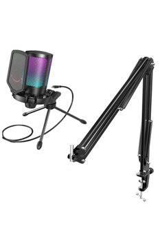 Fifine Ampligame A6v Siyah Yayıncı Oyuncu Rgb Usb Mikrofon Ve Masa Tipi Stand Ayaklık Sehpası