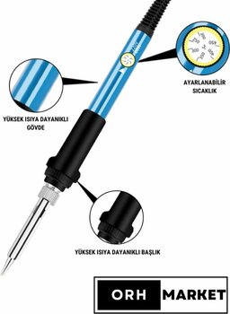 ORH Market 60w Sıcaklık Ayarlı Kalem Havya – Seramik Rezistörlü, Elektronik Lehimleme Aracı