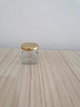 ziylan 40cc Köşeli Şeffaf Cam,gold Kapak Kavanoz,mini Kavanoz,bal Kavanozu,süs Kavanozu,100 Adet