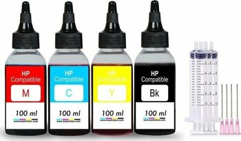 Baskistan Hp 302 Kartuş Uyumlu Mürekkep Seti 4x100 ml 3000 Sayfa - Renkli