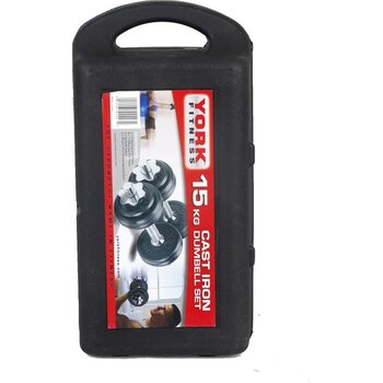 Hepitop Döküm Plaka Dambıl Seti Çantalı Dumbell Set 15KG - 15 kg - Siyah