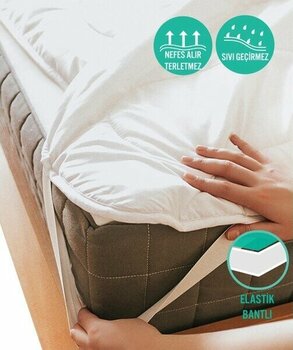 Caretex Kapitone Elastik Bantlı Su Sıvı Geçirmez Yatak Koruyucu Alez - Beyaz - 100 x 200 cm