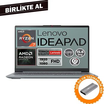 Lenovo IdeaPad Slim 3 Ryzen 7 5825u 15.6" 16 GB 512 GB SSD FreeDOS Laptop - VIT 512 GB SSD 82xm00u4tx 005