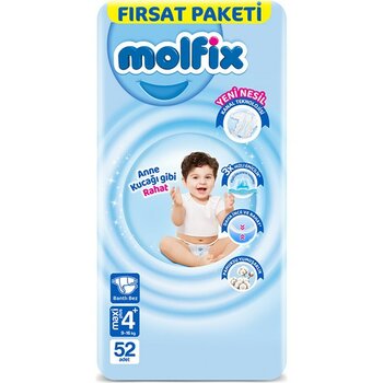 Molfix Bebek Bezi 4+ Beden Maxi Plus Fırsat Paketi 9-16 kg 52 Adet (5 Adet)