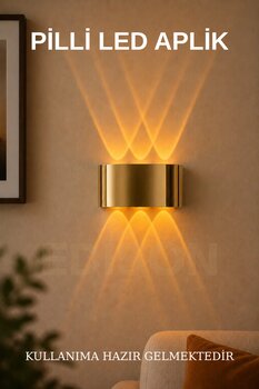 Edison Gold Pilli Led Aplik Aydınlatma Çift Taraflı Led Dekoratif Duvar Aplik Suya Ve Toza Karşı Dayanıklı