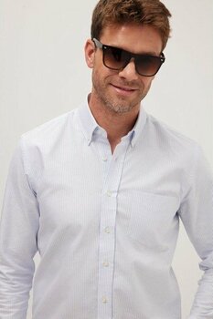 Tudors Erkek Regular Fit Klasik Kesim %100 Pamuk Mavi Çizgili Gömlek - Multicolor - M