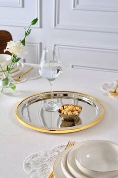 Karaca Ring Dekoratif Tepsi Supla Gold 33 Cm Altın