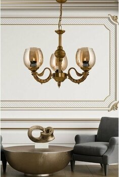 Dede Üç Kollu Riga Zamak Avize Eskitme Bal Camlı - 1 - Ahşap