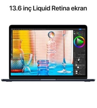 Macbook Air 13.6" M2 8 Gb 256 Gb Ssd Gece Yarısı Vitrin