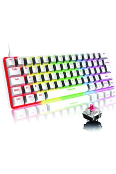 Sarftech T60 Beyaz Kırmızı Switch Rgb Klavye Kablolu Gaming Oyuncu Klavyesi