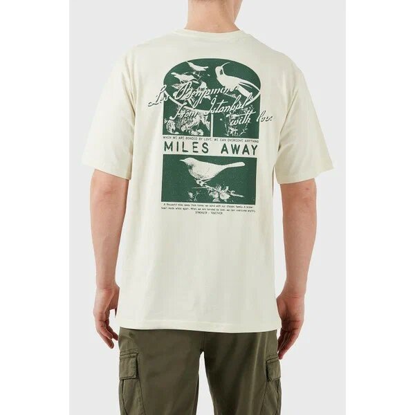 Les Benjamins LB25SSUNLMUTS Ekru Pamuklu Bisiklet Yaka Kısa Kol XS T Shirt