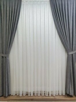 Perhal Tül Perde Fon Perde Güneşlik Takım Perde, 1-2 Seyrek Pile Tül Güneşlik Fon Hepsi Bir Arada Takım - 450 x 270 cm