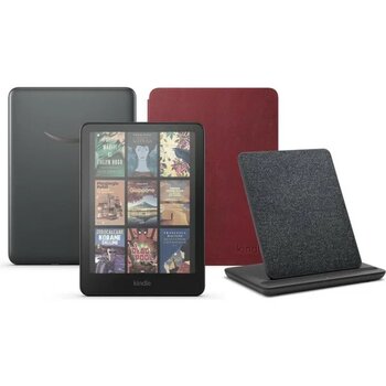 Amazon Kindle Colorsoft Signature Edition Kırmızı Premium Deri Kılıf Seti