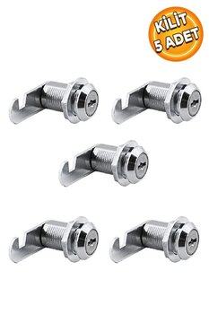 Badem10 Mandallı Çekmece Kilidi 2 Anahtarlı Metal Mobilya Dolap Kilidi (5 ADET)