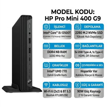 Hp Pro Mini 400 G9 Intel Core I5-12500t 20gb 512gb Ssd Freedos Mini Pc 9m950at 003