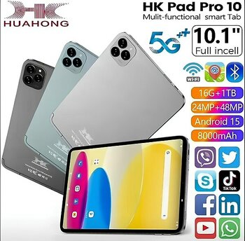 HK Pad Pro 10 Tablet 10.1İnç 4GBRAM 32GB DEPOLAMA 1TB YÜKSELTILEBILIR 5G Android 8000mAh - Siyah - 32 GB