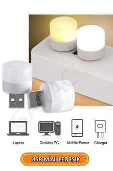 garaccu Usb İle Çalışan Taşınabilir Mini Led Işık, Usb Uyumlu Küçük Led Gece Lambası Beyaz 1 Adet