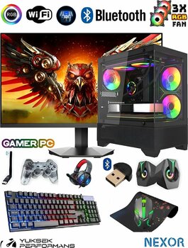 Nexor RYZEN 5 16 GB 500GB SSD RTX GTX1050 Tİ 4GB 24\" Oyuncu Masaüstü Bilgisayar