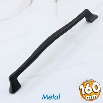 Badem10 Venüs Siyah Metal Kulp 160 mm -16 cm Mobilya Çekmece Mutfak Dolabı Dolap Kulpları Siyah