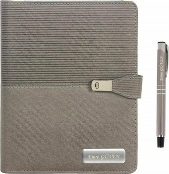 Hediye Rengi İsme Özel Organizerli Exclusive tarihsiz Sonsuz Ajanda ve Kalem Seti Gri