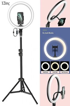 Everest Grup Ring Fill Light Led Işıklı Tripod 12 Inç Halka Youtuber Tiktok Makyaj Işığı Ayaklı Tripot