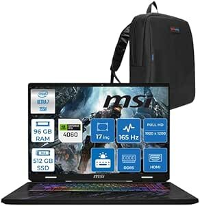 Msı Pulse 17 Aı Intel Core Ultra 7 155H 96GB Ddr5 512GB SSD 8GB/RTX4060/140W 17" IPS Wuxga 165Hz WIN11HOME Taşınabilir Bilgisayar C1083XTRH27 + Zettaçanta