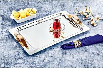 Özlife Kayra Gold & Çelik Büyük Boy Tepsi 383