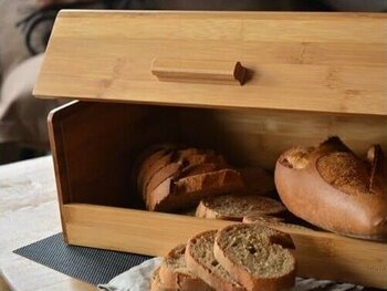 Storemax Bambu Ekmek Kutusu Ekmek Dolabı, Ekmek Sepeti Sandığı, Ekmeklik, Çok Amaçlı Bambu Kutu (34CM 19.5cm 14CM) - Kestane Akaju - Option-1