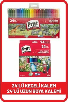 Pritt 24'lü Keçeli Kalem + 24'lü Uzun Kuru Boya Kalemi