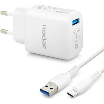 Uravas Store Type-C Qc 3.0 Hızlı Şarj Seti 18W 3.4A USB Adaptörlü - Beyaz ND1010