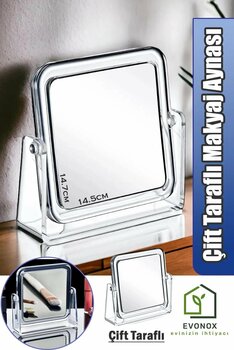 Evonox Çift Taraflı Masa Üstü Kare Makyaj Aynası, Akrilik Mini Makyaj Aynası Şık Ve Pratik Makyaj Deneyimi