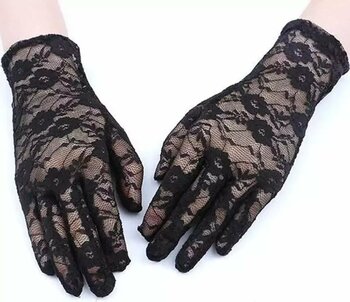 Siyah Renk Bilek Boyu Dantel Eldiven Yetişkin Boy