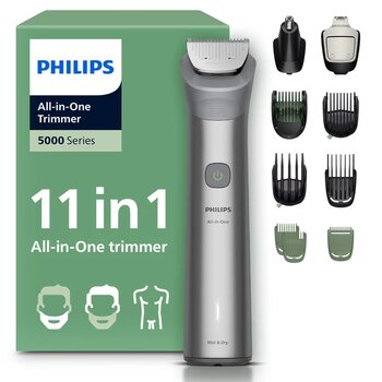 Philips  Multigroom Series 5000 Hepsi Bir Arada Yüz, Baş Ve Vücut İçin 11 Parçalı Sakal Düzeltici Ve Saç Düzeltici, Kendiliğinden Bilenen M