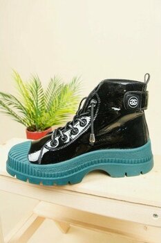 Birikon Guja Lastik Bağcıklı Rugan Bot Siyah - 39