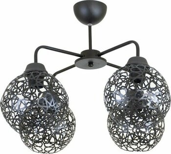 Lambadar Dörtlü Selçuklu Model Modern Siyah Plafonyer Avize - 4