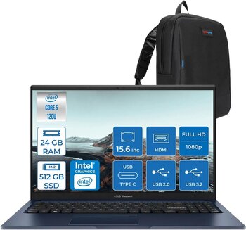 Asus Vivobook X1504va 15 1.Nesil Core 5 120u-24gb-512gb Ssd Fhd 15.6inc-Freedos Taşınabilir Bilgisayar Znj2861f07+Zettaçanta