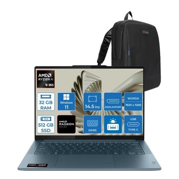 Lenovo Yoga Pro 7 14Asp10 Amd Ryzen Aı 9 365 32Gb Ram 512Gb Ssd 14.5" 3K (2944X1840) Oled 1000Nıts Wın11pro Taşınabilir Bilgisayar Yg83lx000ltrp02+Zettaçanta