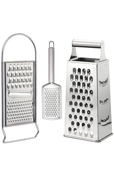 Selenica 3 Parça Paslanmaz Çelik Pratik Rende Seti; Tek Taraflı Rende, El Rendesi, Dörtgen Rende